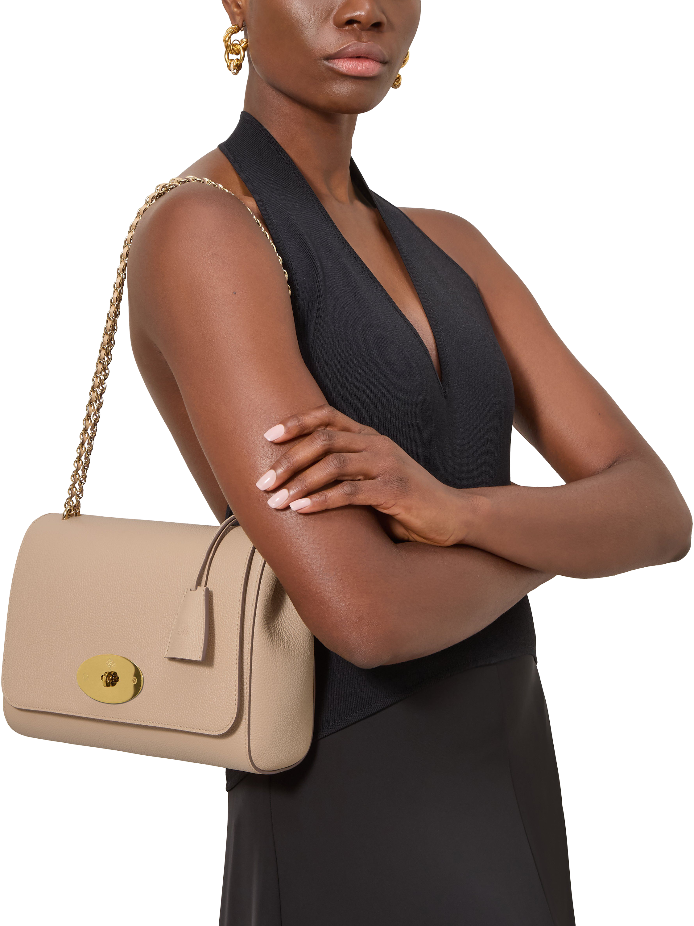 Product image 2 of 6, which shows Mulberry Medium Lily Small Classic Grain Leather Shoulder Bag, Crumpet