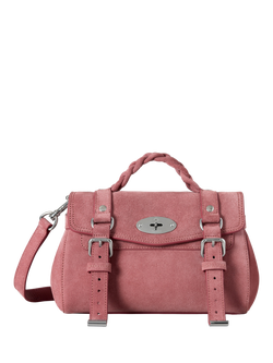 Mulberry Mini Alexa Suede Satchel Bag, Pink Scrumpy