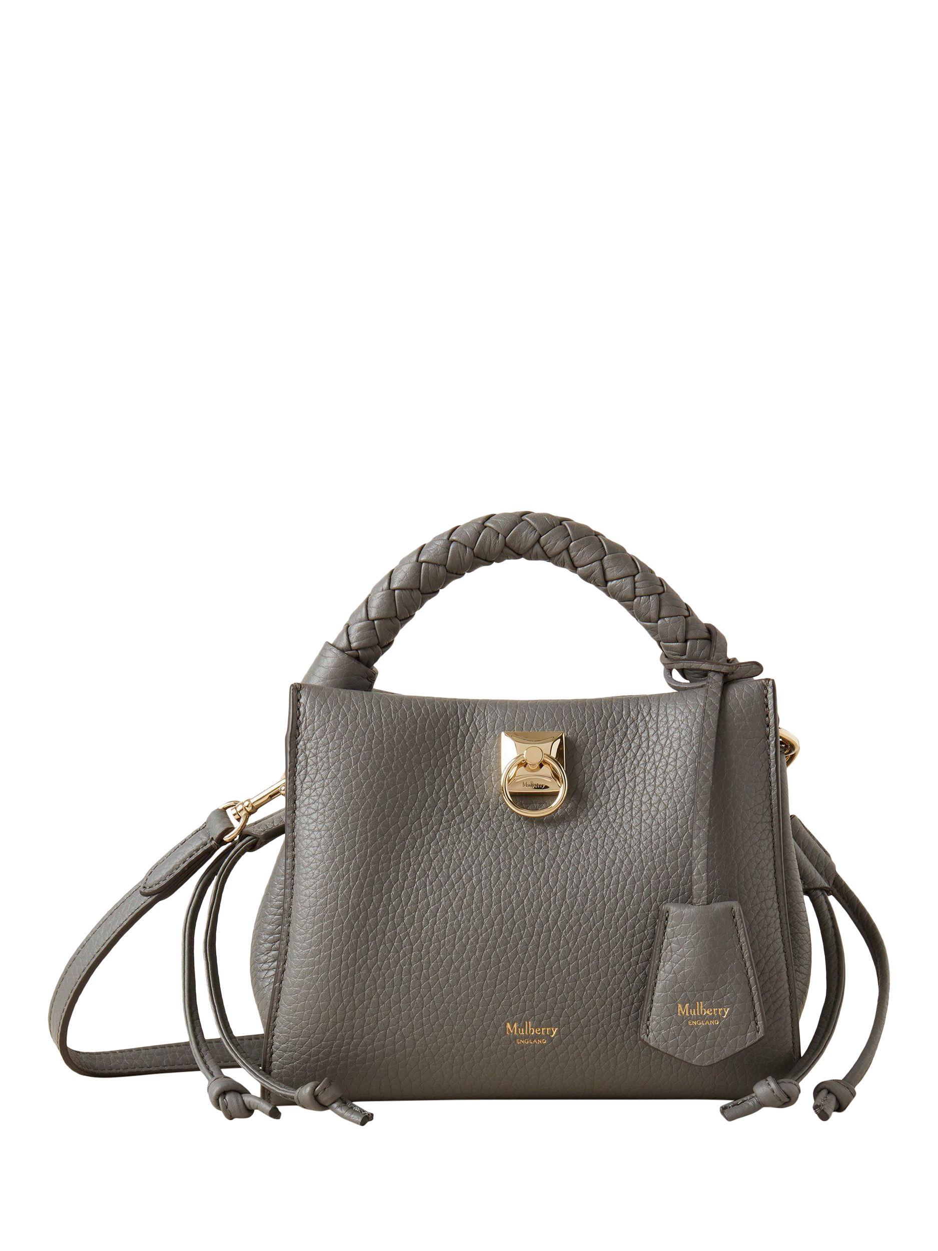 Mulberry Mini Iris Heavy Grain Leather Shoulder Bag, Charcoal