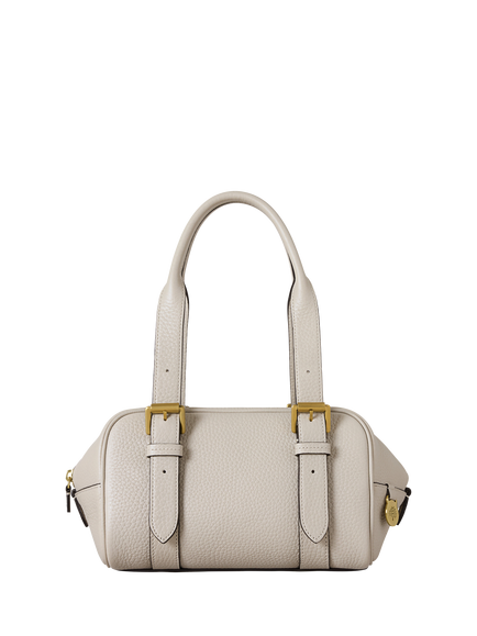 Mulberry Small Boston Heavy Grain Leather Grab Bag, Chalk