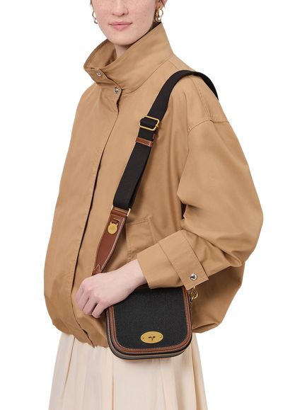 Mulberry Small Darley Scotch Grain Leather Satchel, Black/Cognac - view 2, Black/Cognac