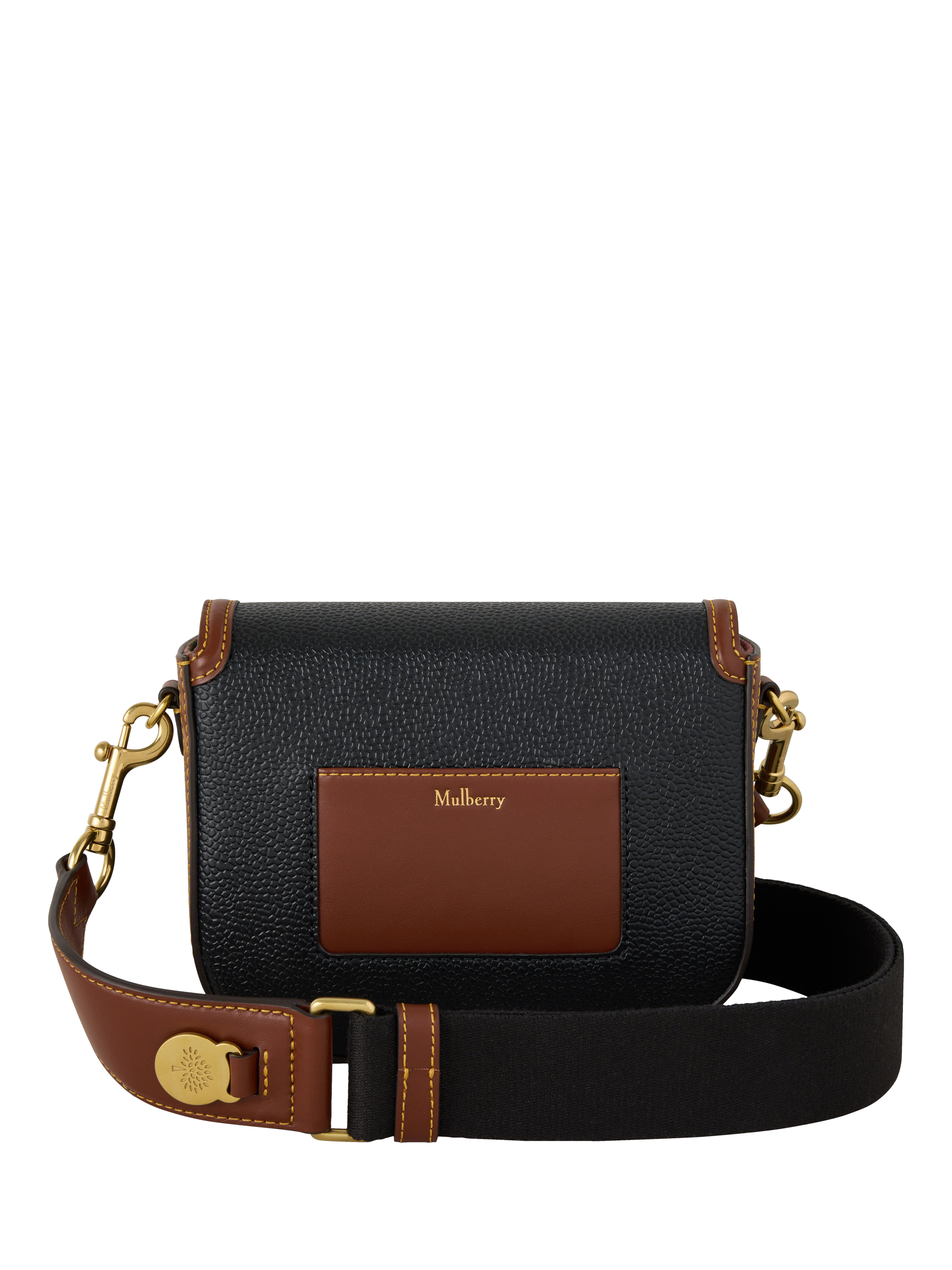 Mulberry Small Darley Scotch Grain Leather Satchel, Black/Cognac