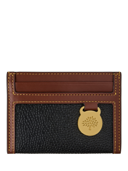 Mulberry Continental Scotchgrain Leather Credit Card Slip, Black/Cognac, Black/Cognac