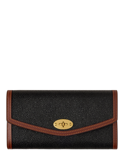 Mulberry Darley Bio-Based Scotchgrain & Leather Trim Wallet, Black/Cognac, Black/Cognac