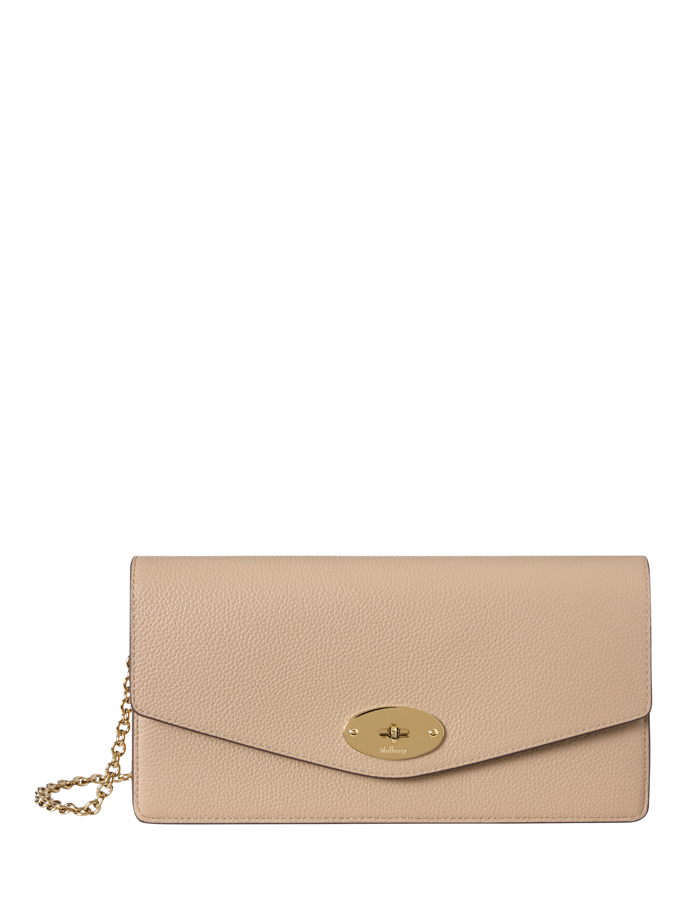 Product image 1 of 5, which shows Mulberry Darley Leather Clutch Bag, Crumpet