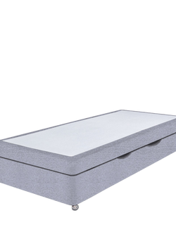 John Lewis Non-Sprung Upholstered Ottoman Storage Divan Base, Single - view 2, Herringbone Grey