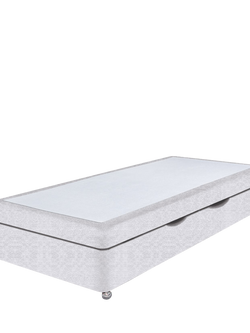 John Lewis Non-Sprung Upholstered Ottoman Storage Divan Base, Single - view 2, Brushedweave Silver