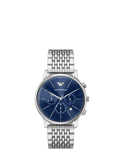 Emporio Armani AR11771 Men's Date Bracelet Strap Watch, Silver, Silver