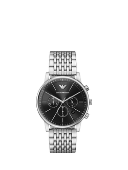 Emporio Armani AR11772 Men's Date Bracelet Strap Watch, Silver, Silver