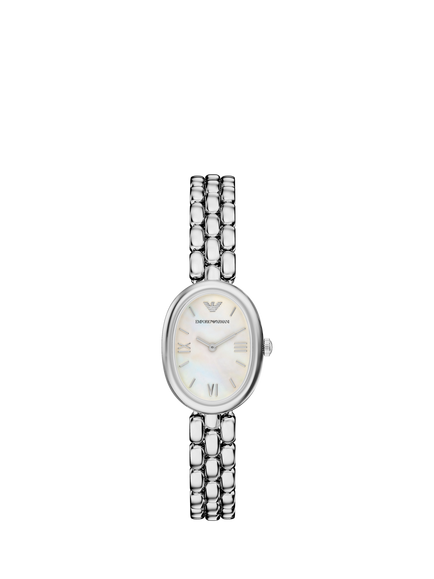 Emporio Armani AR11776 Women's Sinfonia Mother of Pearl Dial Bracelet Strap Watch, Silver, Silver