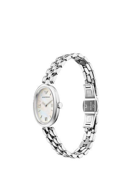 Emporio Armani AR11776 Women's Sinfonia Mother of Pearl Dial Bracelet Strap Watch, Silver - view 2, Silver