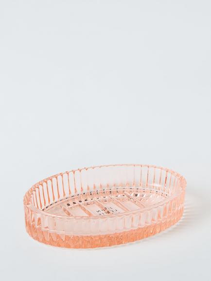 John Lewis Fluted Glass Soap Dish, Blush