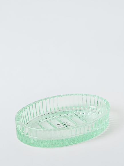 John Lewis Fluted Glass Soap Dish, Willow