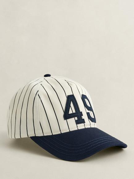 GANT Stripe Cotton Baseball Cap, Cream, Cream