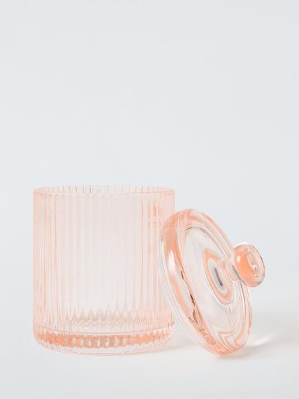 John Lewis Fluted Glass Lidded Canister, Blush - view 2, Blush