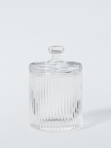 John Lewis Fluted Glass Lidded Container, Clear, Clear