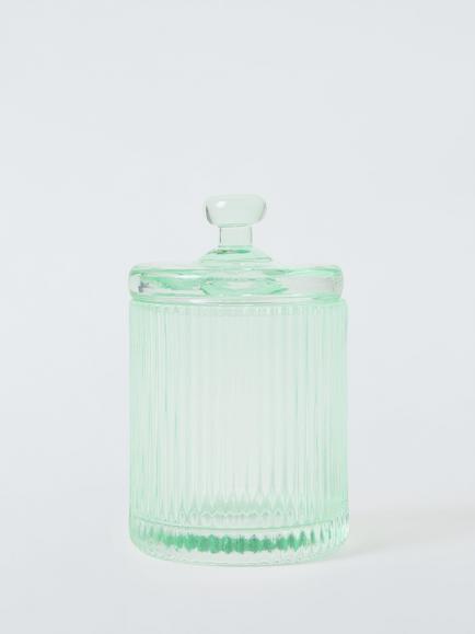 John Lewis Fluted Glass Lidded Canister, Willow, Willow