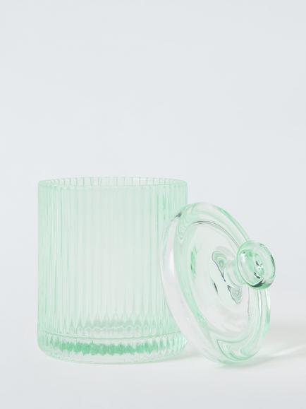 John Lewis Fluted Glass Lidded Canister, Willow - view 2, Willow
