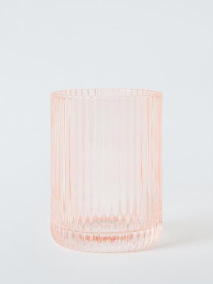 John Lewis Fluted Glass Bathroom Tumbler, 230ml, Blush