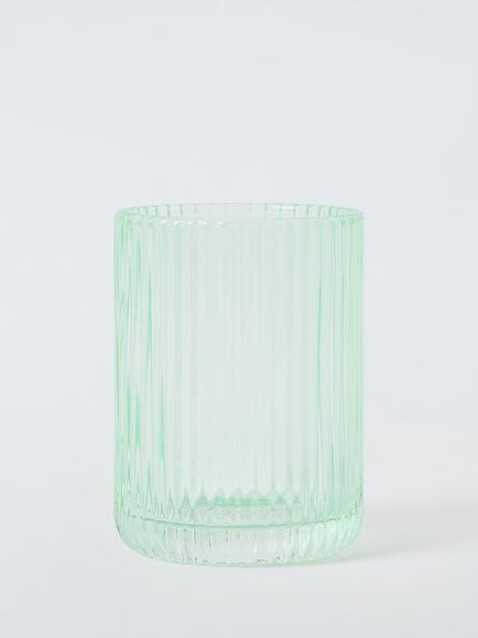 John Lewis Fluted Glass Bathroom Tumbler, 230ml, Willow