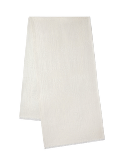 Mulberry Check & Tree Rectangle Silk Blend Scarf, Cream, Cream