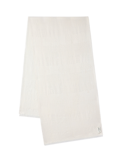 Mulberry Check & Tree Rectangle Silk Blend Scarf, Cream - view 2, Cream