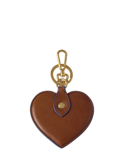Mulberry Smooth Gloss Leather Heart Keyring, Oak/Pigment Blue, Oak/Pigment Blue