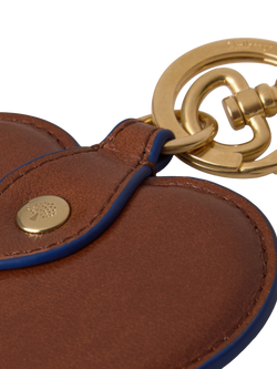 Mulberry Smooth Gloss Leather Heart Keyring, Oak/Pigment Blue - view 2, Oak/Pigment Blue