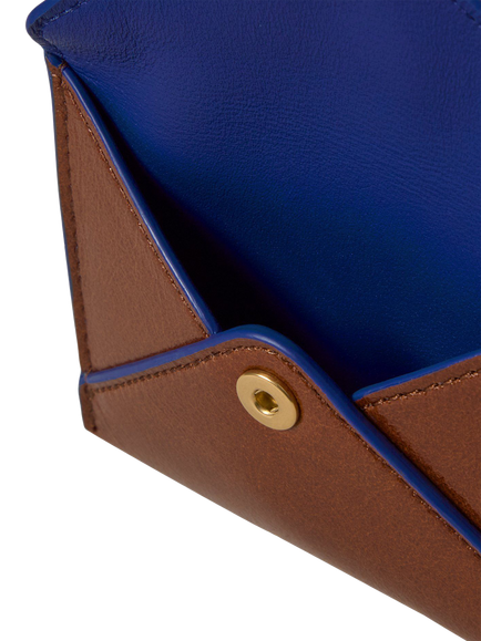 Mulberry Smooth Glossy Leather Love Letter Keyring, Oak/Pigment Blue - view 2, Oak/Pigment Blue
