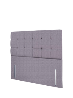 John Lewis Olivia Full Depth Upholstered Headboard, Double - view 2, Herringbone Grey