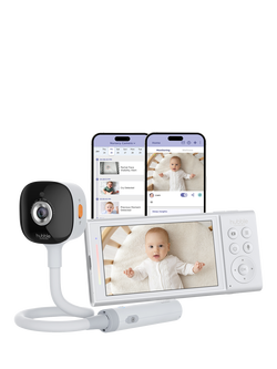 Hubble Connected Go Portable Plus 5'' Smart 2K QHD Video Baby Monitor with Rechargeable Portable Camera, White