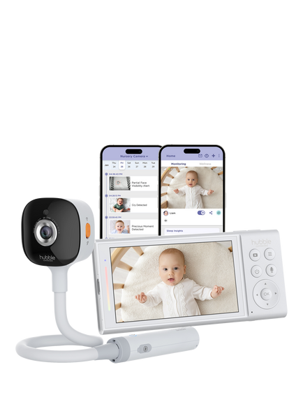 Hubble Connected Go Portable Plus 5'' Smart 2K QHD Video Baby Monitor with Rechargeable Portable Camera, White
