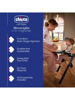 Chicco Meraviglia 4-in-1 Highchair, Ebony - view 2, Ebony