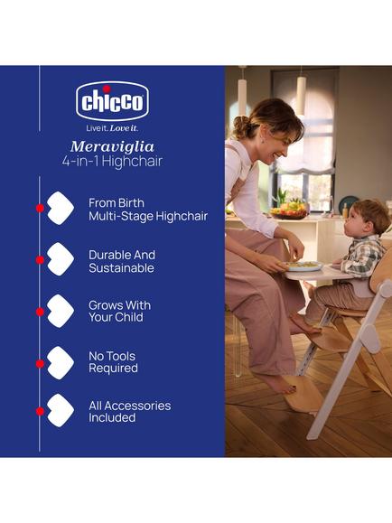 Chicco Meraviglia 4-in-1 Highchair, Beige - view 2, Beige