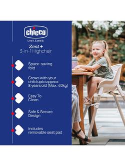 Chicco Zest Plus Highchair, Beige - view 2, Beige