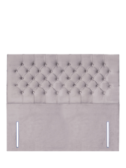 John Lewis Maeve Full Depth Upholstered Headboard, King Size, Velveteen Pebble