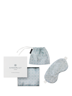 Gingerlily Rattan Silk Eye Mask and Pillowcase Set, Blue