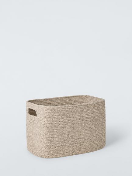 John Lewis Harbour Woven Cotton Rectangular Storage Basket, Natural Cream, Large, Natural Cream