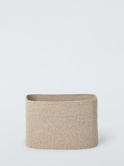 John Lewis Harbour Woven Cotton Rectangular Storage Basket, Natural Cream, Large - view 2, Natural Cream