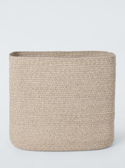 John Lewis Harbour Woven Cotton Square Storage Basket, Natural Cream, Medium - view 2, Natural Cream