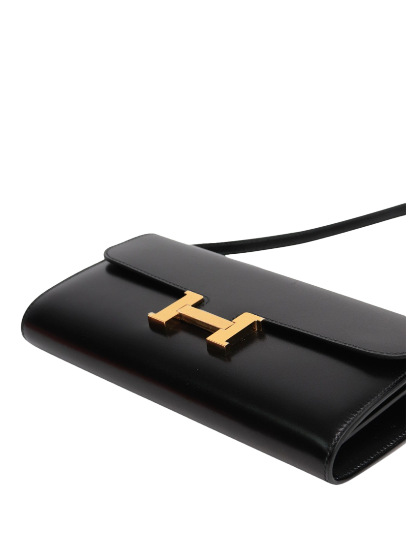 Product image 6 of 9, which shows Pre-loved Hermès Constance to Go Leather Wallet, Black