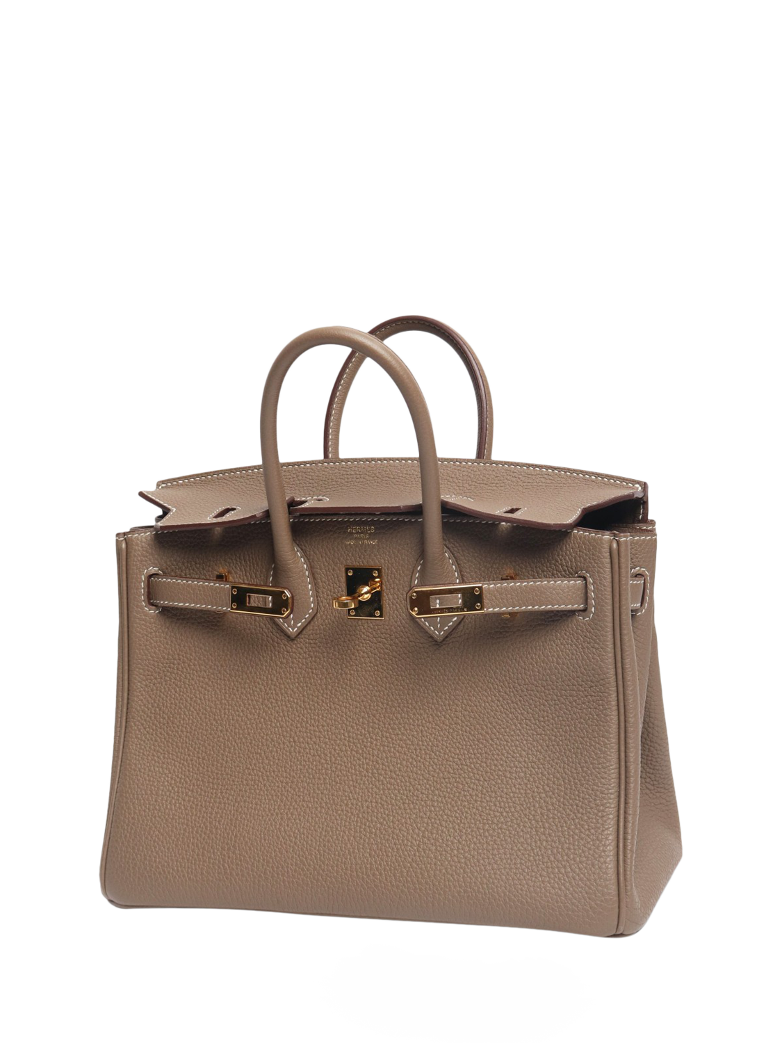 Product image 2 of 6, which shows Pre-loved Hermès Etoupe Birkin 25 Leather Bag, Brown