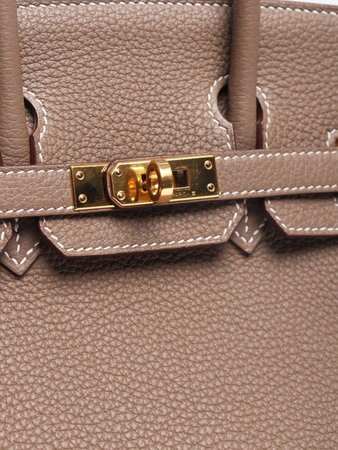 Product image 6 of 6, which shows Pre-loved Hermès Etoupe Birkin 25 Leather Bag, Brown