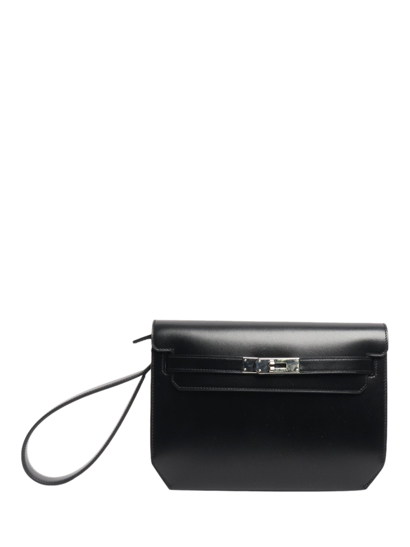 Product image 1 of 9, which shows Pre-loved Hermès Depeche Small Leather Bag, Black