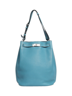 Pre-loved Hermès 2010 So Kelly Togo Leather Shoulder Bag, Blue, Blue