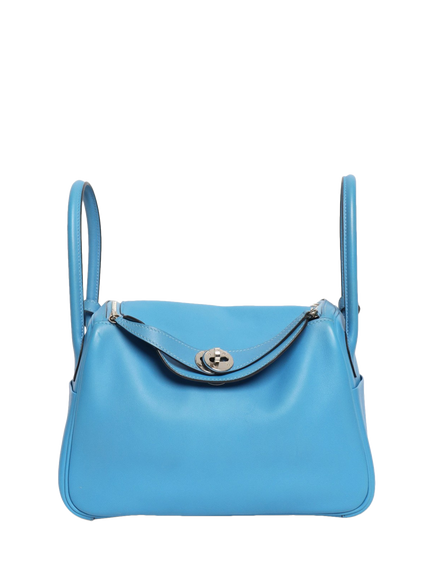 Pre-loved Hermès Lindy 26 Leather Grab Bag, Blue, Blue