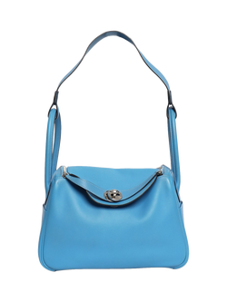Pre-loved Hermès Lindy 26 Leather Grab Bag, Blue - view 2, Blue