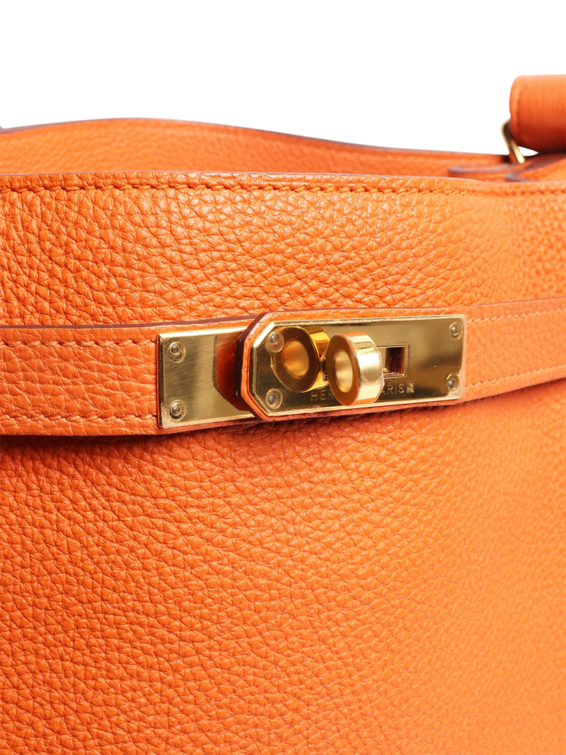 Product image 4 of 6, which shows Pre-loved Hermès Leather 2011 So Kelly Shoulder Bag, Orange