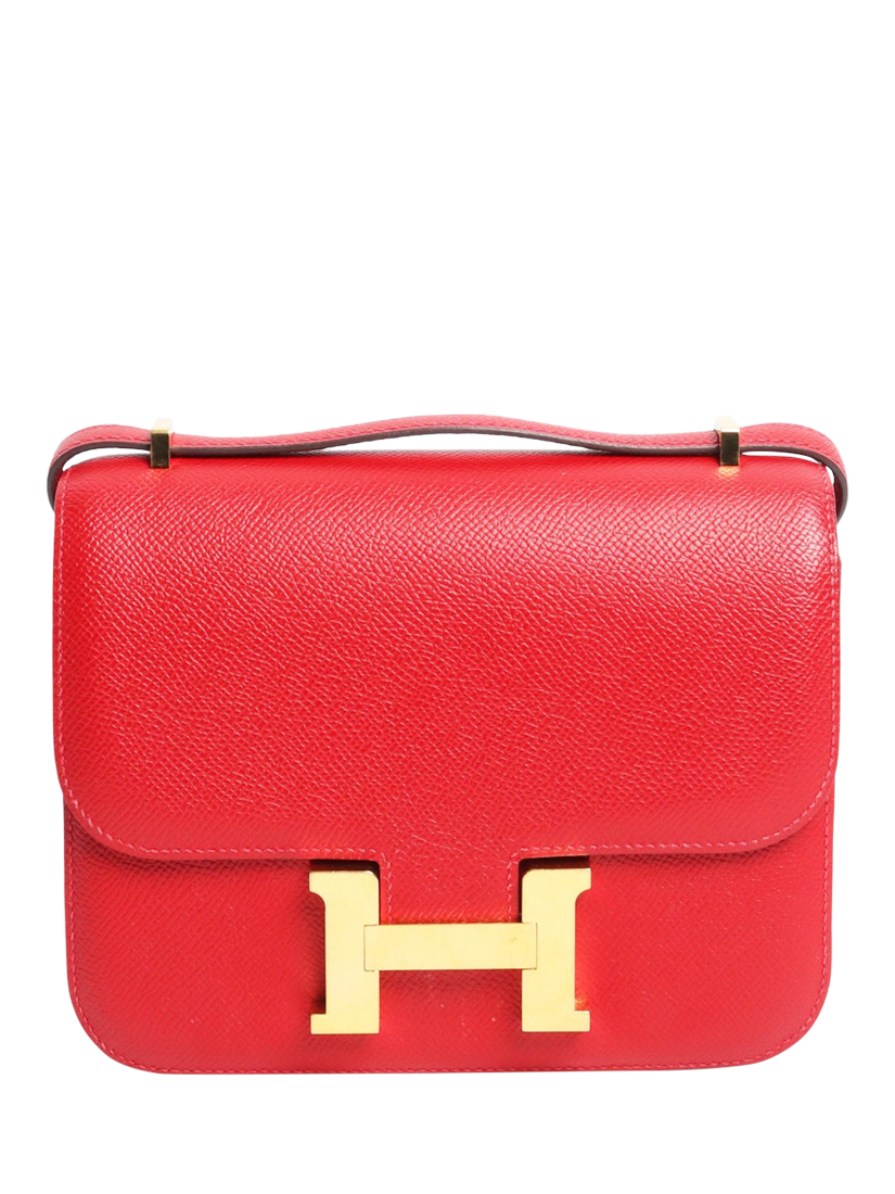 Product image 1 of 9, which shows Pre-loved Hermès Constance 18 Epsom Leather Crossbody Bag, Red