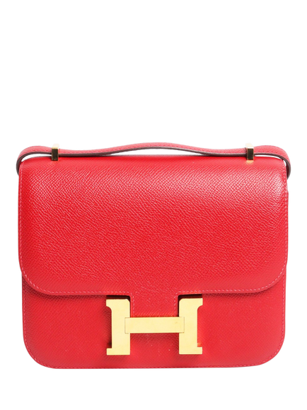 Pre-loved Hermès Constance 18 Epsom Leather Crossbody Bag, Red, Red